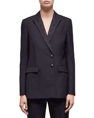 Notch Collar Double Breasted Jacket In Black