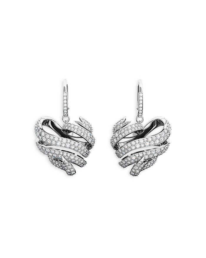Swarovski Volta Pavé Crystal Ribbon Heart Drop Earrings | Bloomingdale's