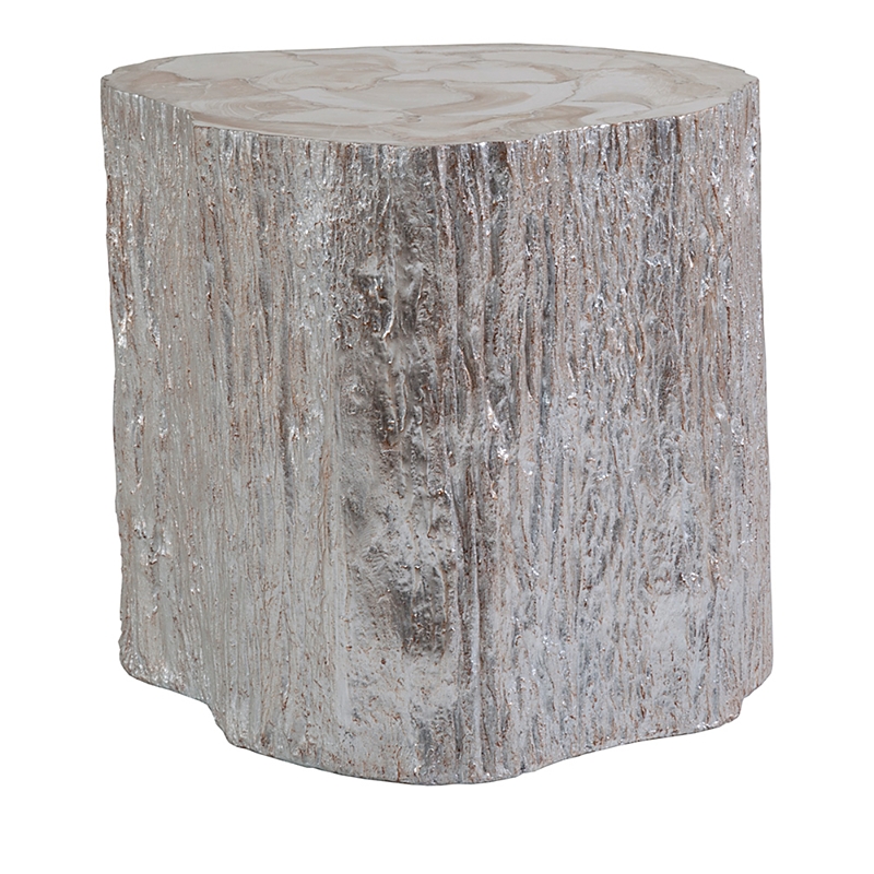 Artistica Wide Trunk Segment Side Table In Silver Leaf