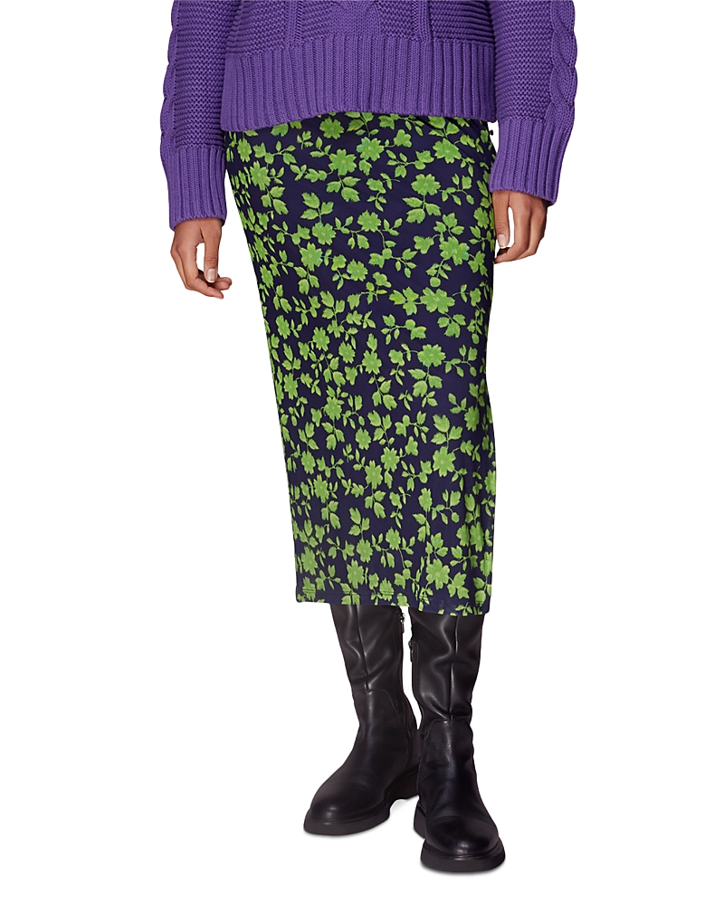 Whistles Linear Floral Side Button Mesh Skirt