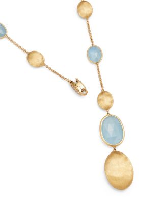 18K Yellow Gold Siviglia Aquamarine Lariat Necklace, 16.5-18"L