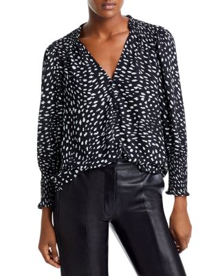 AQUA - Printed Smocked Cuff Top - 100% Exclusive