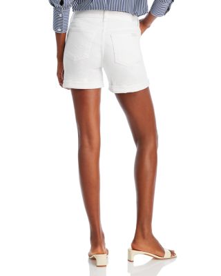 High Rise Roll Cuff Denim Shorts in Broken Twill