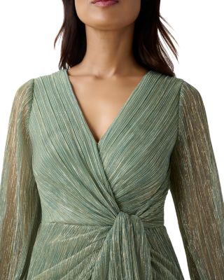 Metallic Faux Wrap Gown