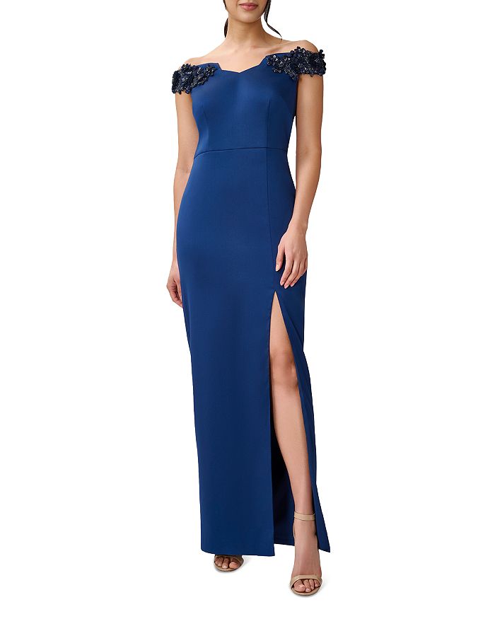 Aidan mattox embellished 2025 off the shoulder gown