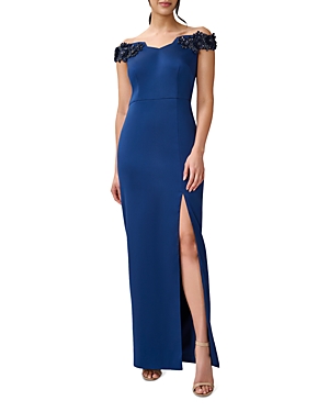 AIDAN MATTOX EMBELLISHED OFF THE SHOULDER GOWN