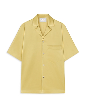 Shop Nanushka Yuki Kimono Sleeve Camp Shirt In Yellow