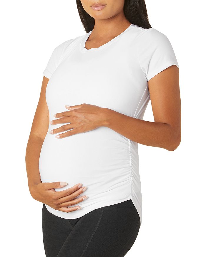 Shop Beyond Yoga On The Down Low Maternity Top In Cloud White