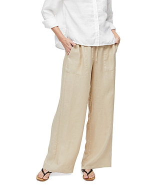 Shop Michael Stars Jules Linen Wide Leg Drawstring Pants In Natural