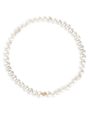 Alexa Leigh Ella Cultured Freshwater Pearl Beaded Stretch Bracelet In 14k Gold Filled In White