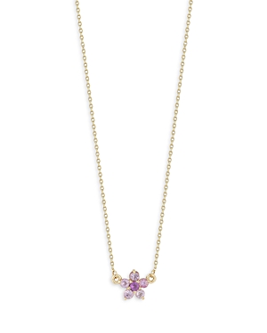 Moon & Meadow 14K Yellow Gold Flower Necklace with Amethyst, 16 - 100% Exclusive