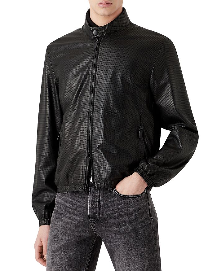 Emporio Armani Leather Perforated Jacket | Bloomingdale's