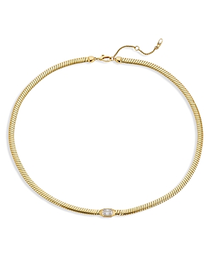Tennis Omega Collar Necklace in 18K Gold-Plated, 16