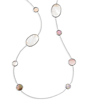 Ippolita Sterling Silver Polished Rock Candy Oval Station Necklace In Dahlia, 37 In Pink/silver