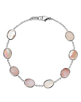 IPPOLITA - 925 Silver Polished Rock Candy Mini Oval Slice Chain Bracelet in Pink Mother-of-Pearl