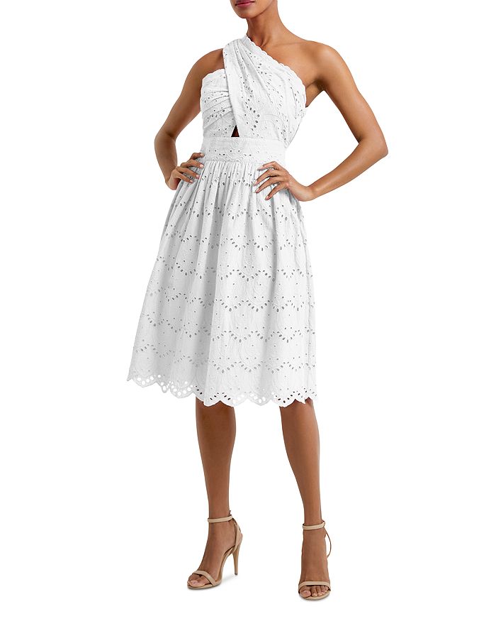 One shoulder hot sale eyelet dress