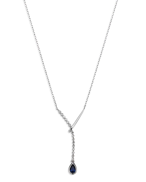 Bloomingdale's Blue Sapphire & Diamond Lariat Necklace in 14K White Gold, 18 - 100% Exclusive