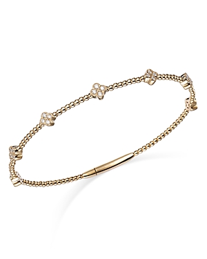 Bloomingdale's Diamond Cluster Beaded Bangle Bracelet In 14k Yellow Gold, 0.40 Ct. T.w. - 100% Exclusive In Gold/white