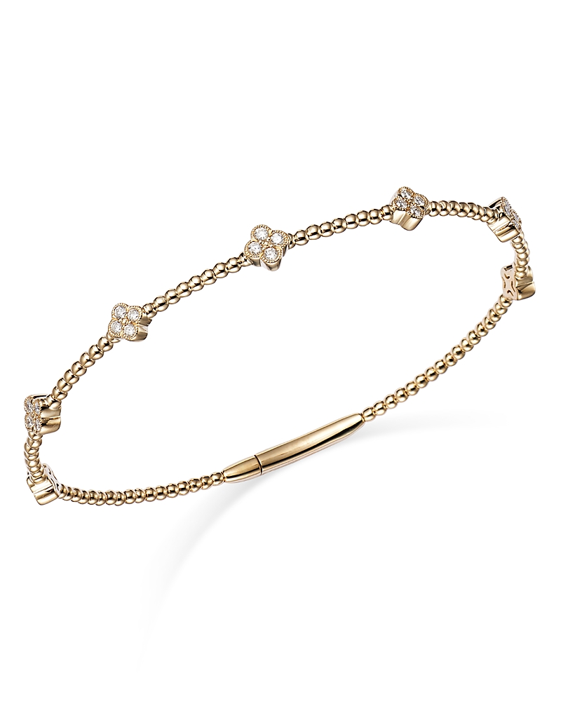 Bloomingdale's Diamond Cluster Beaded Bangle Bracelet In 14k Yellow Gold, 0.40 Ct. T. W. - Exclusive In Gold/white