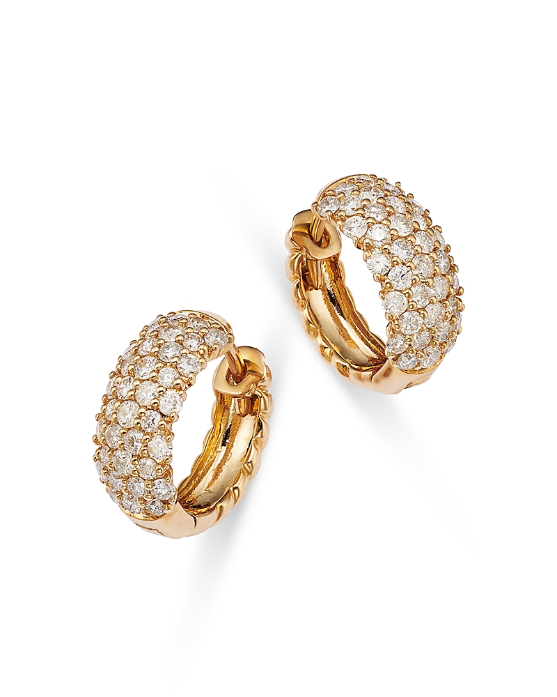 Bloomingdale's Diamond Huggie Hoop Earrings In 14k Yellow Gold, 1.11 Ct. T. W. - Exclusive In Gold/white