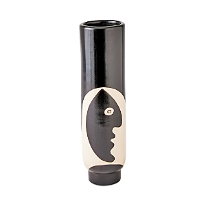 Global Views Simple Face Vase - Black W/ Natural Design In Black