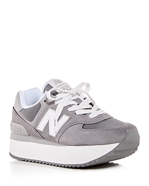 New Balance 574+ Platform Sneakers In Green With Gray And White Detail In Shadow Grey