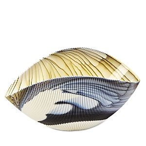 Global Views Pleated Glass Bowl in Amber/Blue Filigree, Large