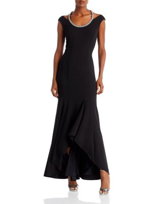 AQUA Embellished Neck Cutout Scuba Gown - 100% Exclusive | Bloomingdale's