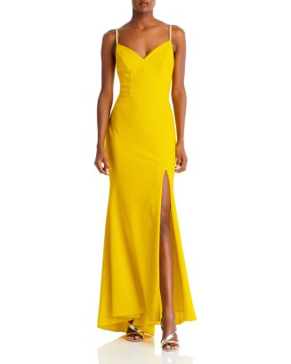 AQUA Rhinestone Strap Crepe Gown - 100% Exclusive | Bloomingdale's