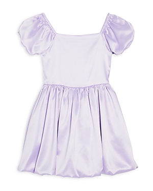 Us Angels Girls' Puff Sleeve Bubble Hem Dress - Little Kid In Purple