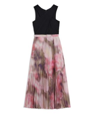 Ted Baker Loulous Crisscross Knit Bodice Pleated Midi Dress