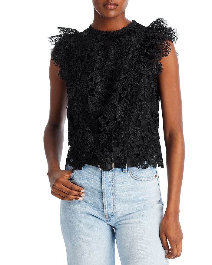 Lucy Paris Heidi Lace Ruffled Shoulder Top | Bloomingdale's