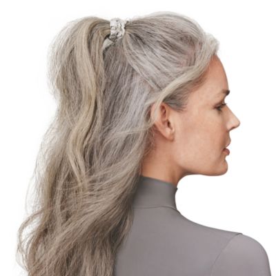 Pure Silk Back to Basics Skinny Scrunchies in Silver, Set of 4