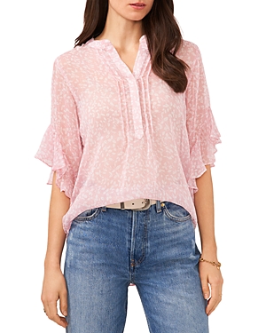 VINCE CAMUTO PINTUCK RUFFLE SLEEVE TOP