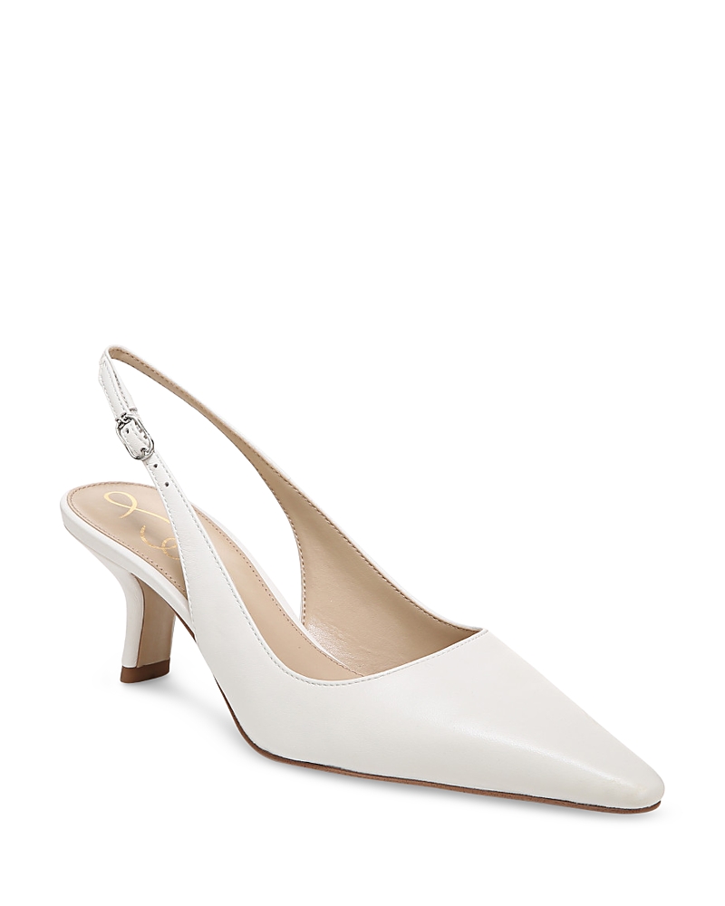 Shop Sam Edelman Women's Bianka Slingback Kitten Heels In Bright White