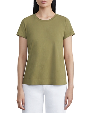Lafayette 148 Modern Short-sleeve Cotton Jersey Tee In Chive