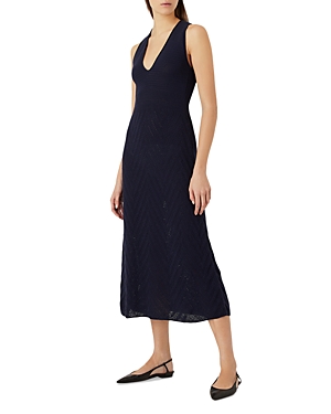 Armani Collezioni Emporio Armani Cotton Jacquard Knit Midi Dress In Solid Dark