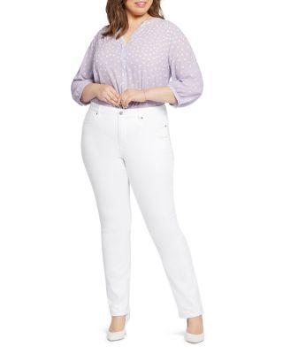 Plus Marilyn High Rise Straight Jeans in Optic White