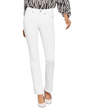 NYDJ WAIST MATCH MARILYN HIGH RISE STRAIGHT JEANS IN OPTIC WHITE
