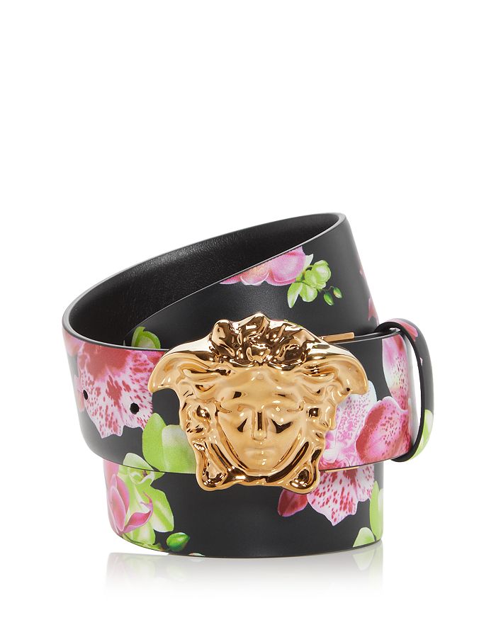 Versace - Men's La Medusa Reversible Orchid Print Leather Belt