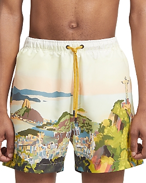 Shop Zegna Rio De Janeiro Watercolor Swim Shorts In Bright Green