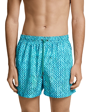 Shop Zegna Technical Fabric Printed Swim Shorts In Bright Blue
