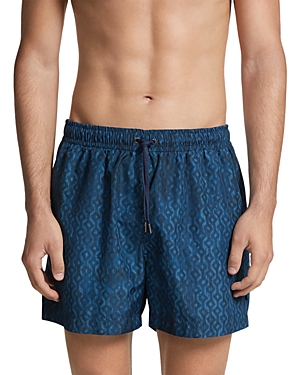 Shop Zegna Technical Fabric Printed Swim Shorts In Navy