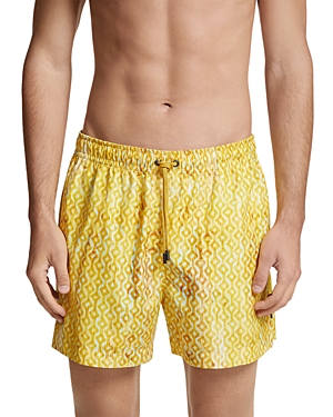 Shop Zegna Technical Fabric Printed Swim Shorts In Bright Yellow