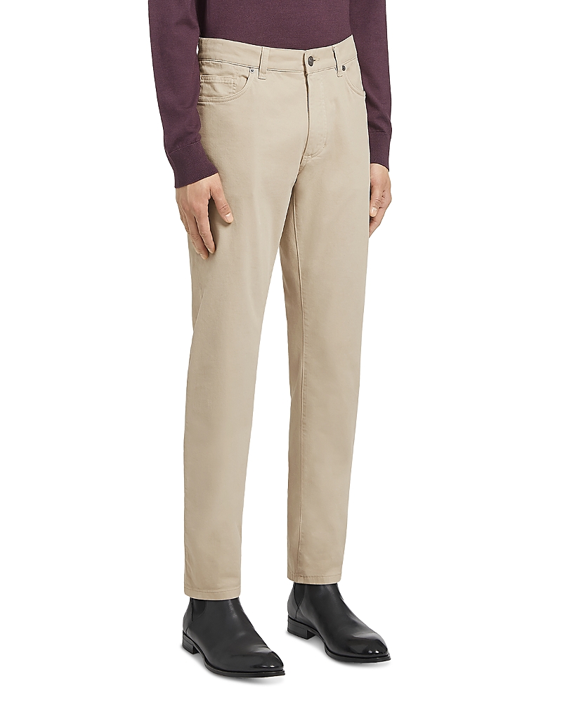 Zegna Gabardine City Slim Fit 5 Pocket Jeans in Light Beige