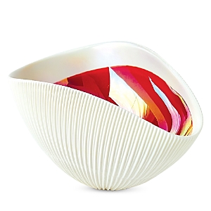 Global Views Pleated Bowl In Deep Red, Small In White