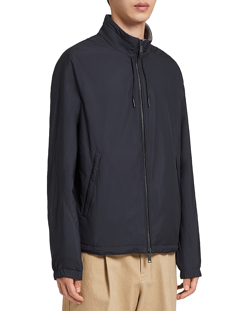 Zegna Microfiber Reversible Brezza Blouson In Black/grey