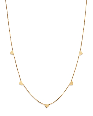 Moon & Meadow 14K Yellow Gold Heart Station Necklace, 18-20