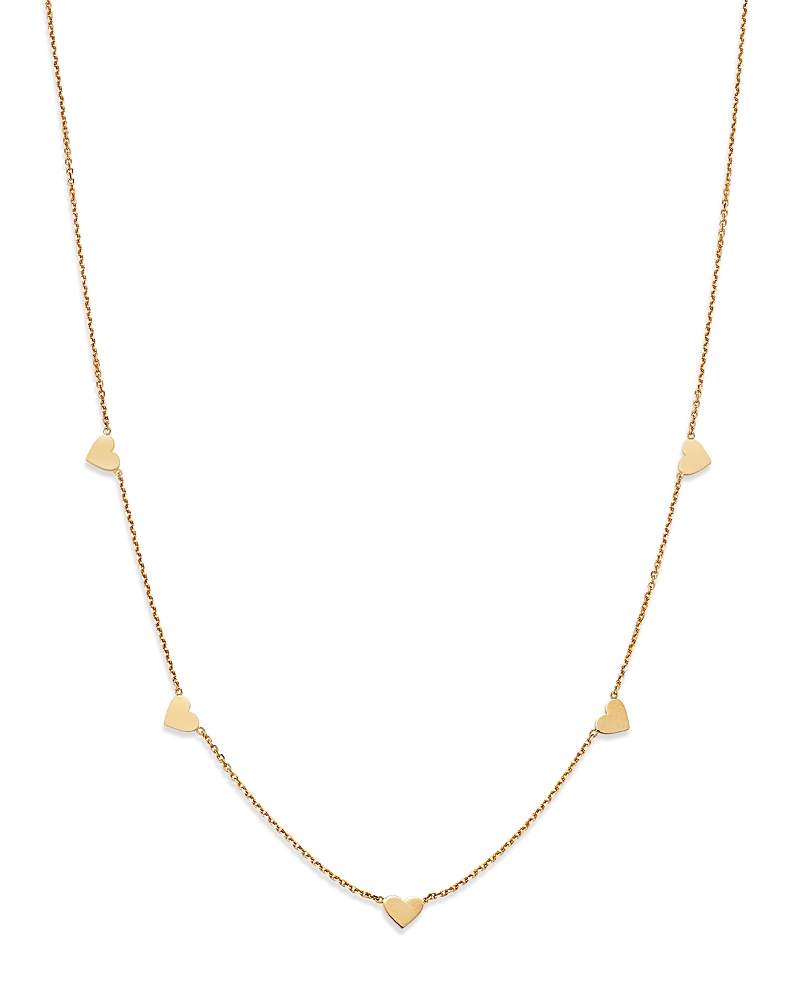 Moon & Meadow 14k Yellow Gold Heart Station Necklace, 18-20 In Gold