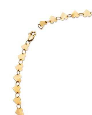 14K Yellow Gold Heart Collar Necklace, 16.25"